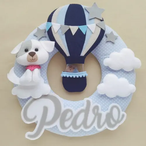 Guirlanda Porta de Maternidade Balão e Cachorrinho - Pedro