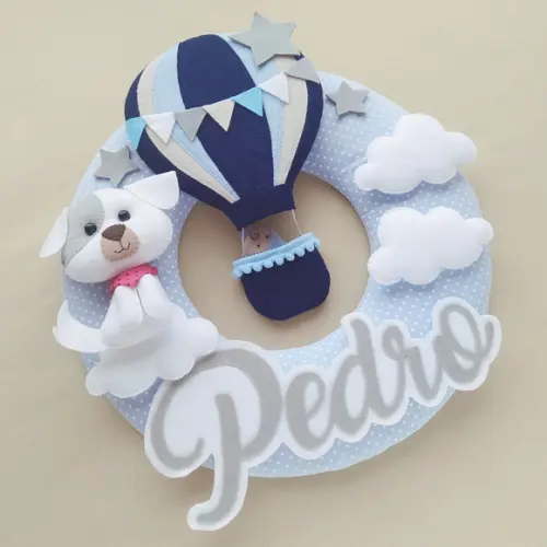 Guirlanda Porta de Maternidade Balão e Cachorrinho - Pedro