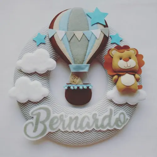 Guirlanda Porta de Maternidade Balão e Leão - Bernardo