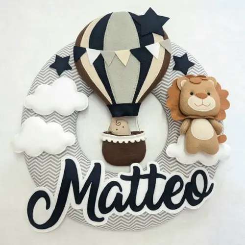 Guirlanda Porta de Maternidade Balão e Leão - Rafael