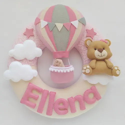 Guirlanda Porta de Maternidade Balão e Ursinha - Ellena