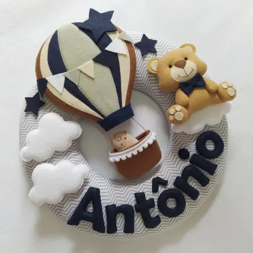 Guirlanda Porta de Maternidade Balão e Ursinho - Antônio