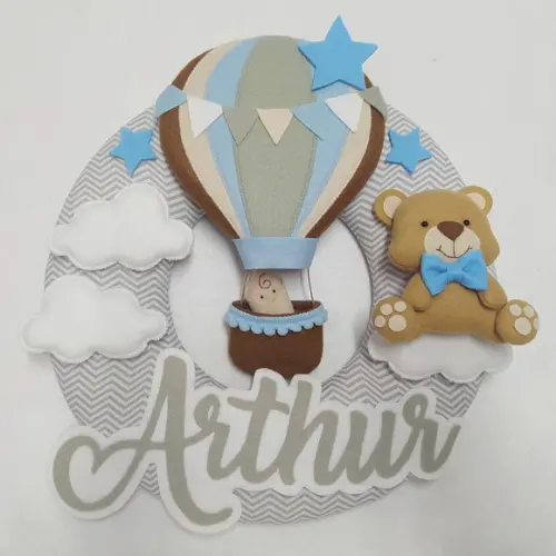 Guirlanda Porta de Maternidade Balão e Ursinho - Arthur