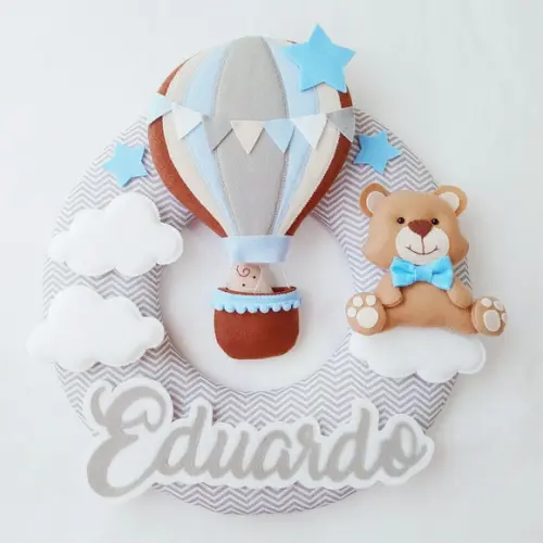 Guirlanda Porta de Maternidade Balão e Ursinho - Eduardo