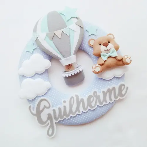 Guirlanda Porta de Maternidade Balão e Ursinho - Guilherme