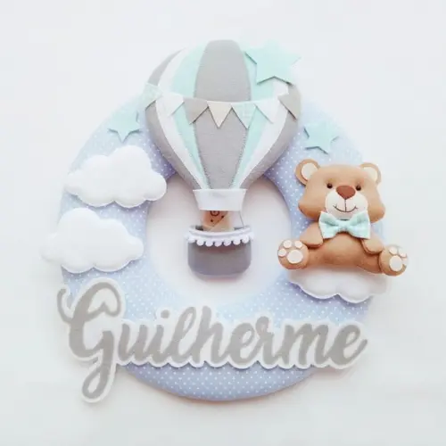 Guirlanda Porta de Maternidade Balão e Ursinho - Guilherme