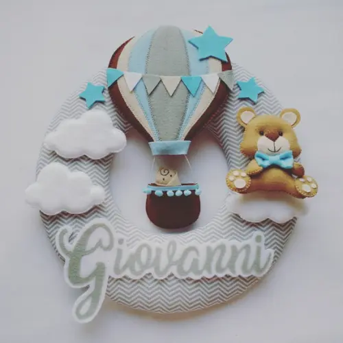 Guirlanda Porta de Maternidade Balão e Ursinho - Giovanni