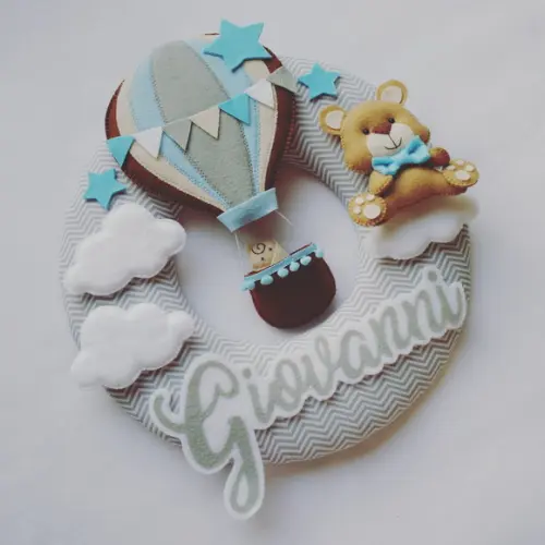 Guirlanda Porta de Maternidade Balão e Ursinho - Giovanni
