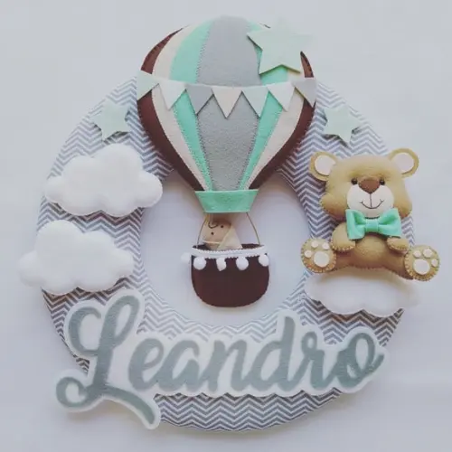 Guirlanda Porta de Maternidade Balão e Ursinho - Leandro