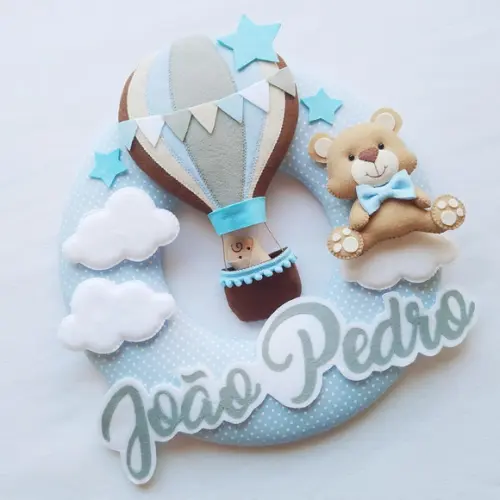 Guirlanda Porta de Maternidade Balão e Ursinho - João Pedro
