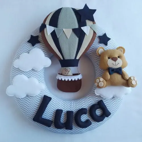 Guirlanda Porta de Maternidade Balão e Ursinho - Luca