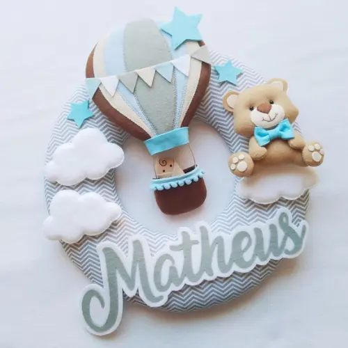 Guirlanda Porta de Maternidade Balão e Ursinho - Matheus