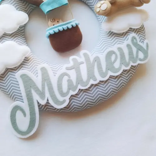 Guirlanda Porta de Maternidade Balão e Ursinho - Matheus