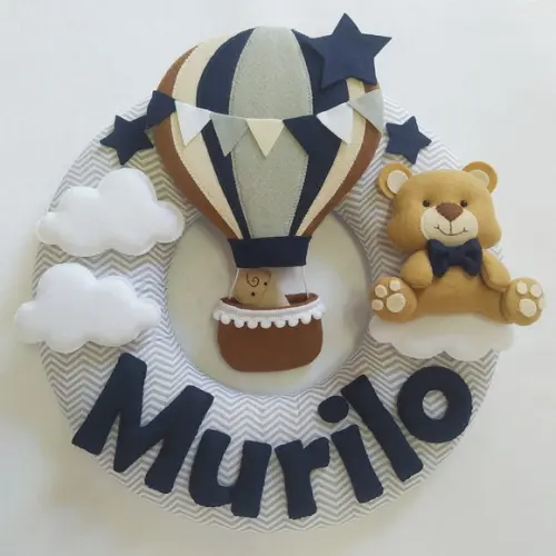 Guirlanda Porta de Maternidade Balão e Ursinho - Murilo