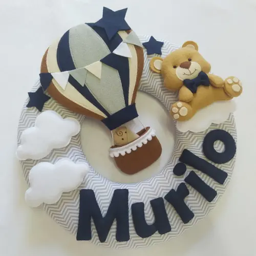 Guirlanda Porta de Maternidade Balão e Ursinho - Murilo
