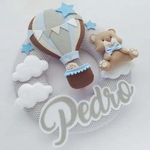 Guirlanda Porta de Maternidade Balão e Ursinho - Pedro