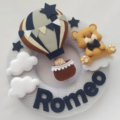 Guirlanda Porta de Maternidade Balão e Ursinho - Romeo
