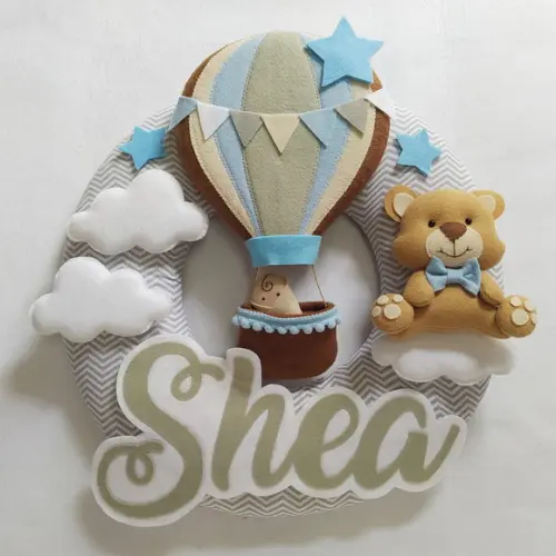 Guirlanda Porta de Maternidade Balão e Ursinho - Shea
