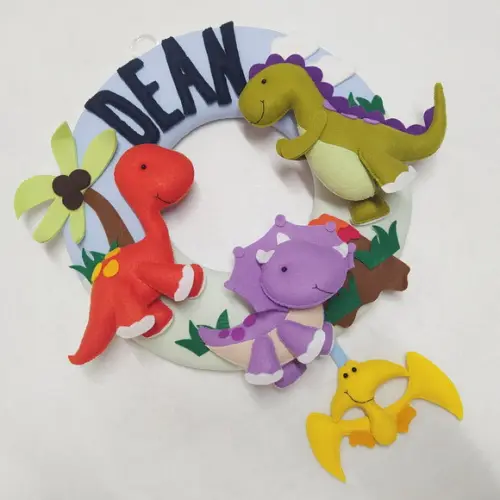 Guirlanda Porta de Maternidade Dinossauros de Feltro - Dean