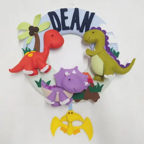 Guirlanda Porta de Maternidade Dinossauros de Feltro - Dean