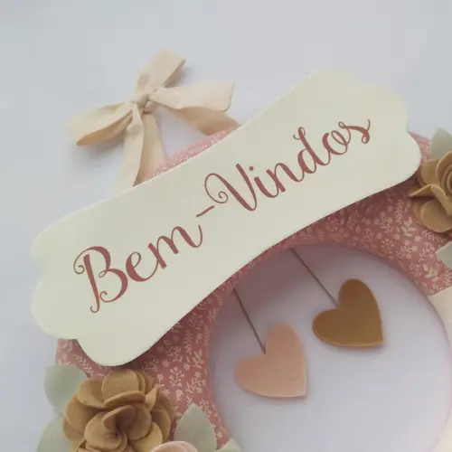 Guirlanda Porta de Maternidade Passarinhos Nude - Bem-vindos