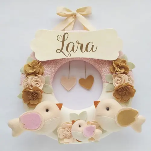 Guirlanda Porta de Maternidade Passarinhos Nude - Lara