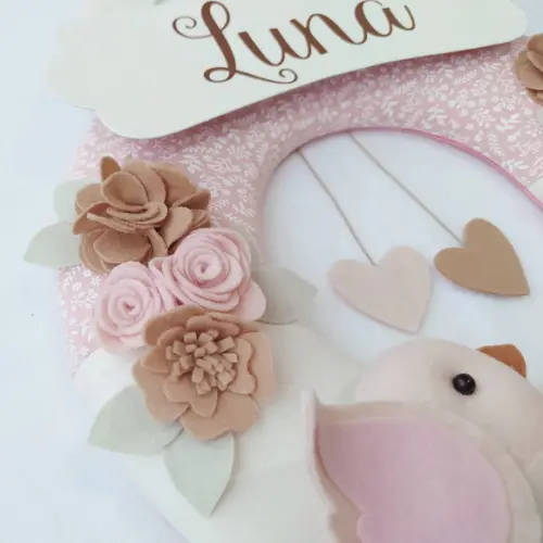 Guirlanda Porta de Maternidade Passarinhos Nude - Luna