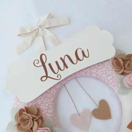 Guirlanda Porta de Maternidade Passarinhos Nude - Luna