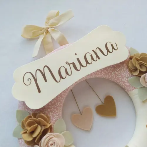 Guirlanda Porta de Maternidade Passarinhos Nude - Mariana