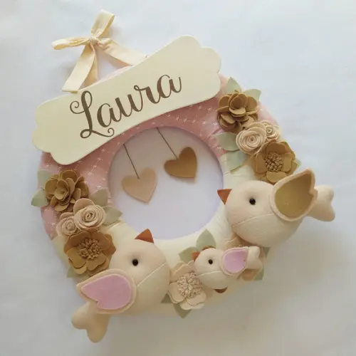 Guirlanda Porta de Maternidade Passarinhos Nude Laura
