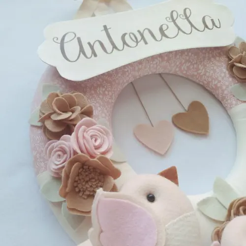 Guirlanda Porta de Maternidade Passarinhos Nude - Antonella