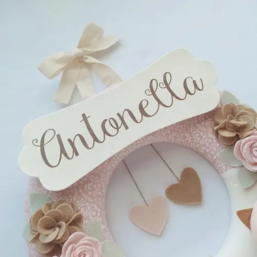 Guirlanda Porta de Maternidade Passarinhos Nude - Antonella