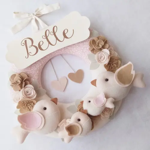 Guirlanda Porta de Maternidade Passarinhos Nude - Belle