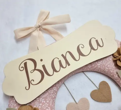 Guirlanda Porta de Maternidade Passarinhos Nude - Bianca