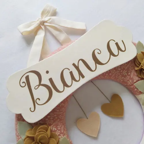 Guirlanda Porta de Maternidade Passarinhos Nude - Bianca