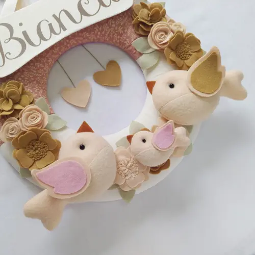 Guirlanda Porta de Maternidade Passarinhos Nude - Bianca