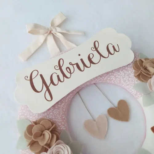Guirlanda Porta de Maternidade Passarinhos Nude - Gabriela