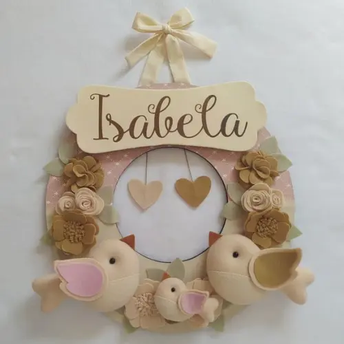 Guirlanda Porta de Maternidade Passarinhos Nude - Isabela