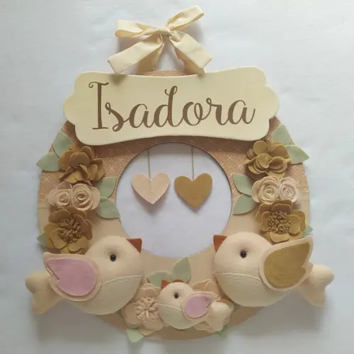 Guirlanda Porta de Maternidade Passarinhos Nude - Isadora