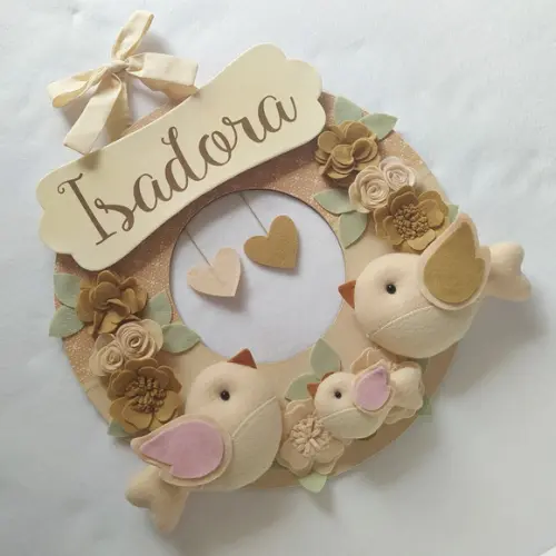 Guirlanda Porta de Maternidade Passarinhos Nude - Isadora