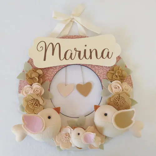 Guirlanda Porta de Maternidade Passarinhos Nude - Marina