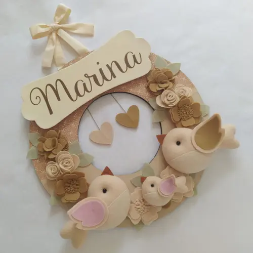 Guirlanda Porta de Maternidade Passarinhos Nude - Marina