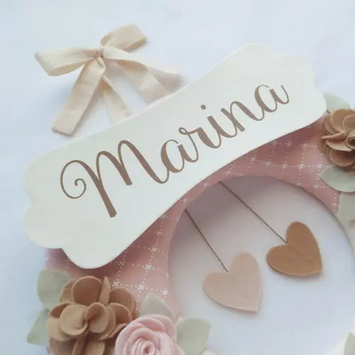 Guirlanda Porta de Maternidade Passarinhos Nude - Marina