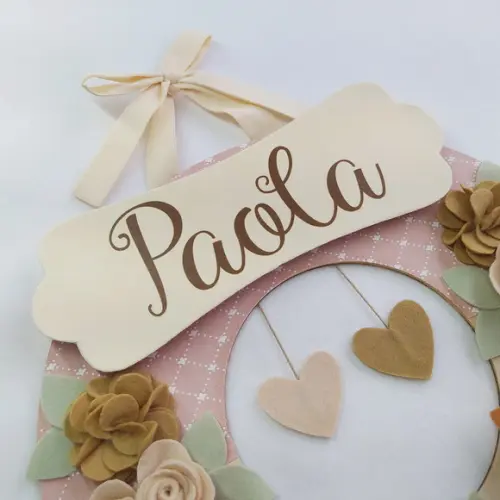 Guirlanda Porta de Maternidade Passarinhos Nude - Paola