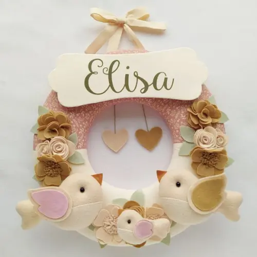 Guirlanda Porta de Maternidade Passarinhos Nude Elisa