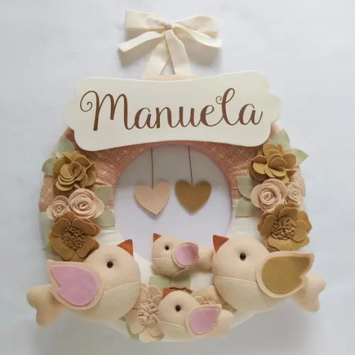 Guirlanda Porta de Maternidade Passarinhos Nude Manuela