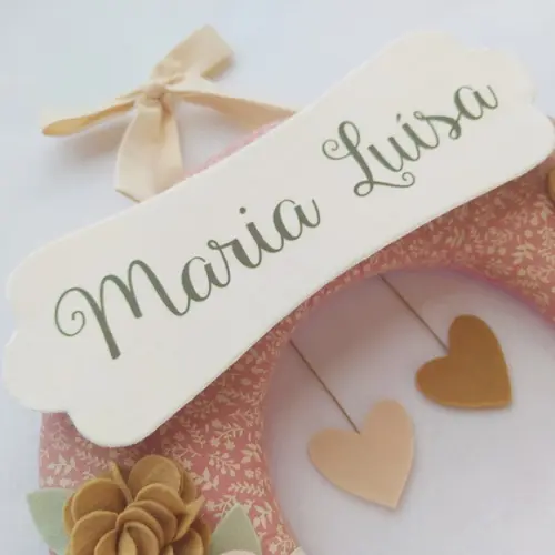 Guirlanda Porta de Maternidade Passarinhos Nude Maria Luisa