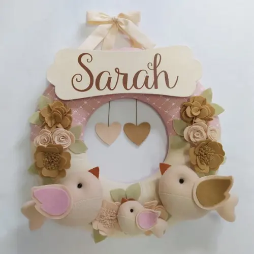 Guirlanda Porta de Maternidade Passarinhos Nude Sarah