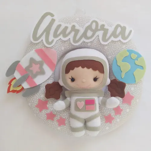 Guirlanda Porta Maternidade Astronauta e Foguete - Aurora