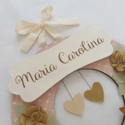 Guirlanda Porta Maternidade Passarinhos Nude Maria Carolina